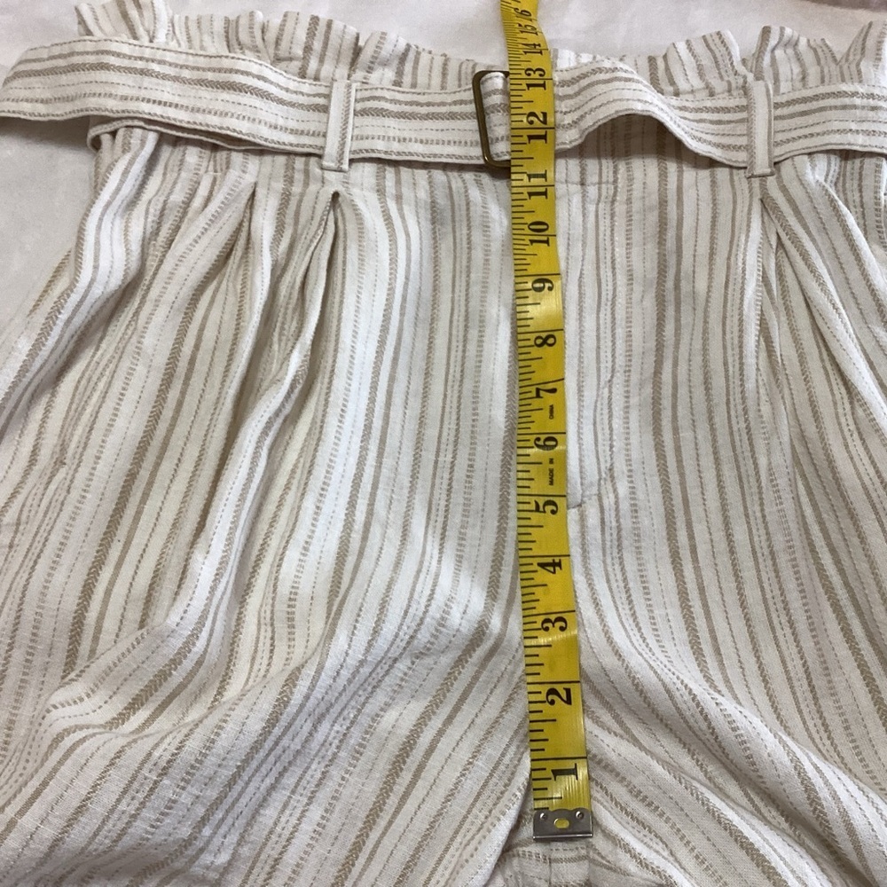 Banana Republic Factory Linen Blend Striped High-Waisted Shorts with Belt 4 - Picture 7 of 9